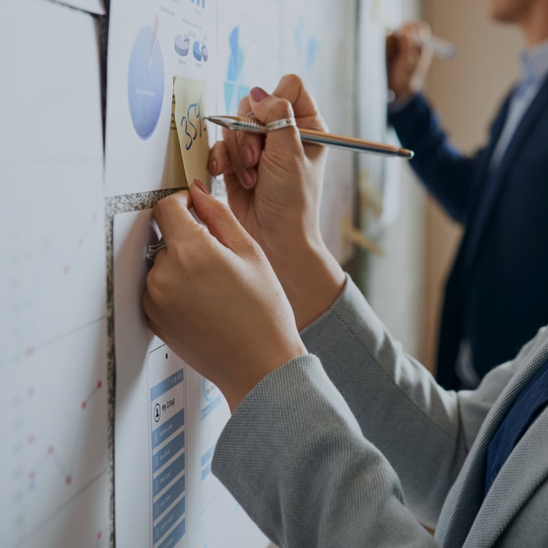 Businesswoman analyzing her company's service level.