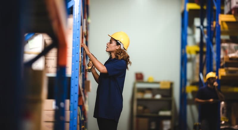 Warehouse employee managing inventory.