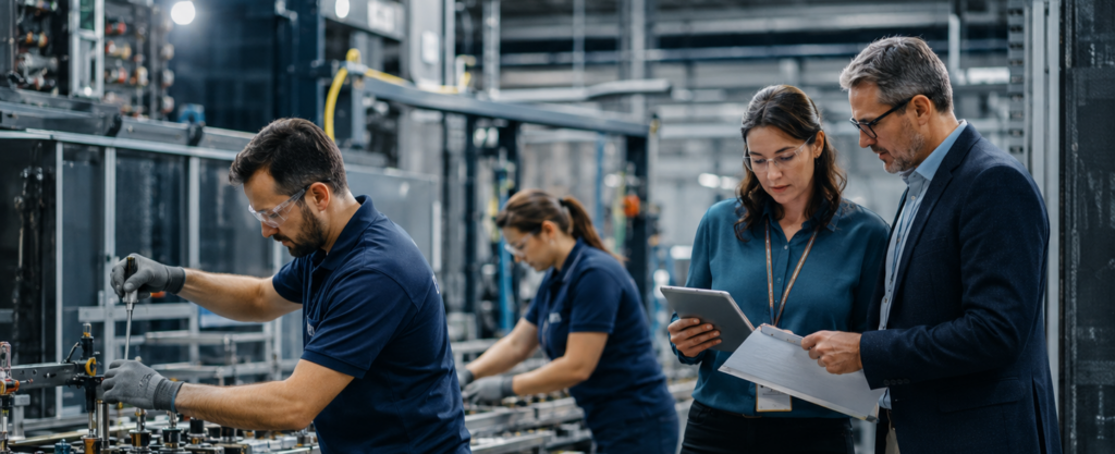 Format changeover in production during a changeover process.