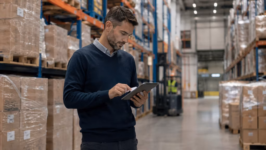 Responsable supply chain analysant des données d’approvisionnement et fournisseurs en entrepôt.