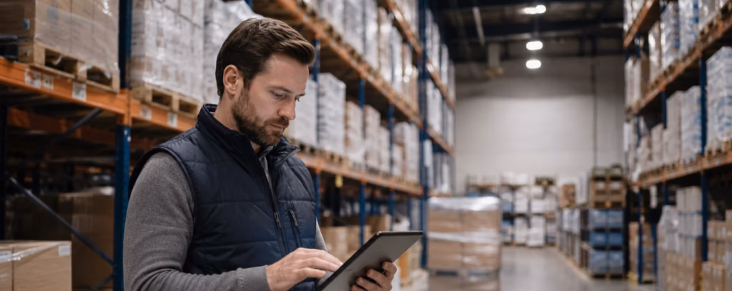 Supply chain manager reviewing buffers and inventory to respond to uncertain demand.